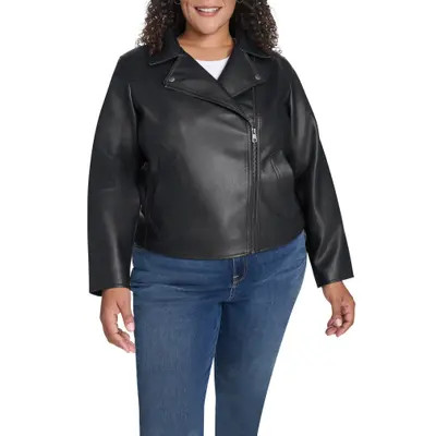 levi's Slim Fit Faux Leather Moto Jacket in Black at Nordstrom, Size 3X | Nordstrom
