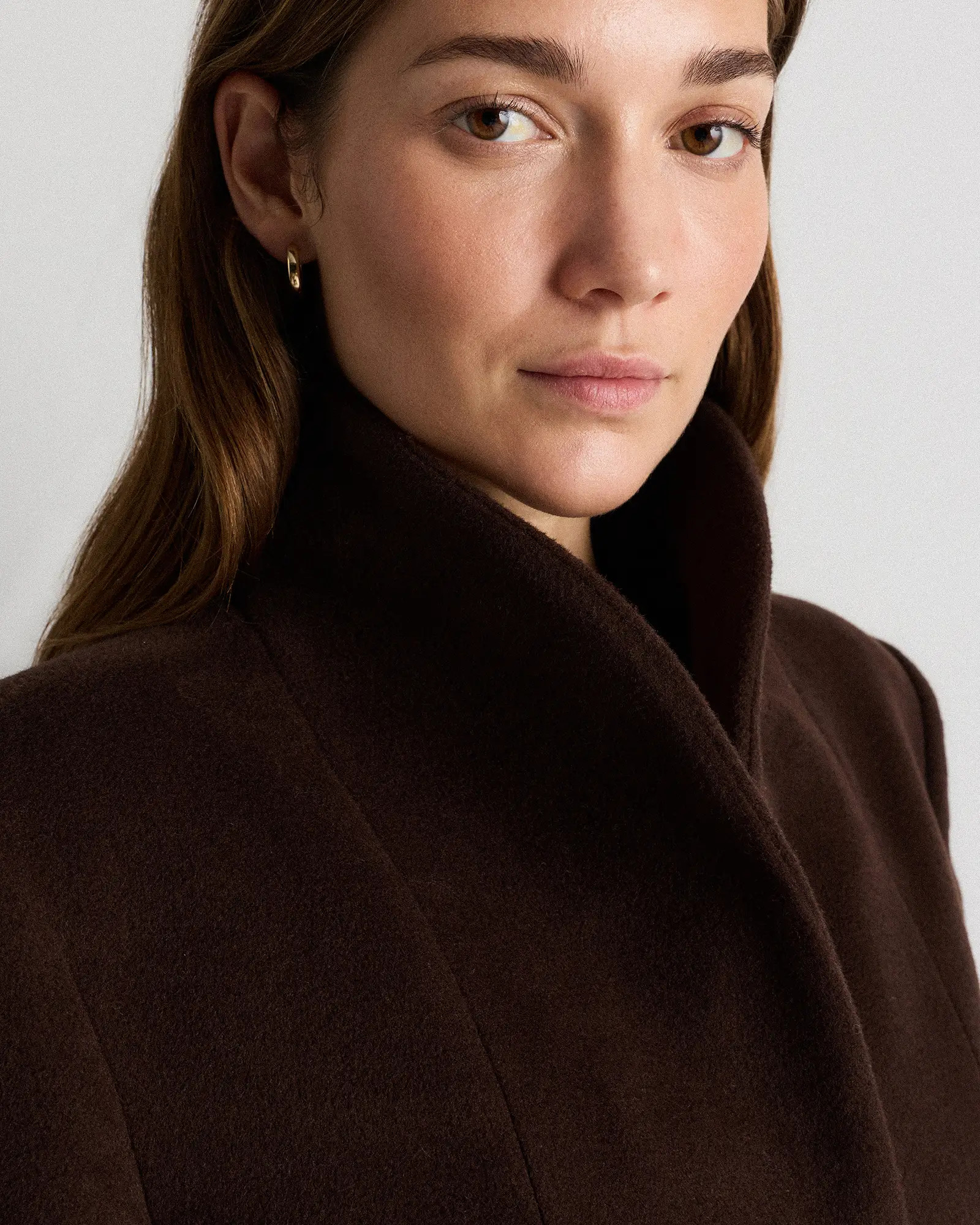Wool Cashmere Cocoon Coat in Dark Chocolate | Quince