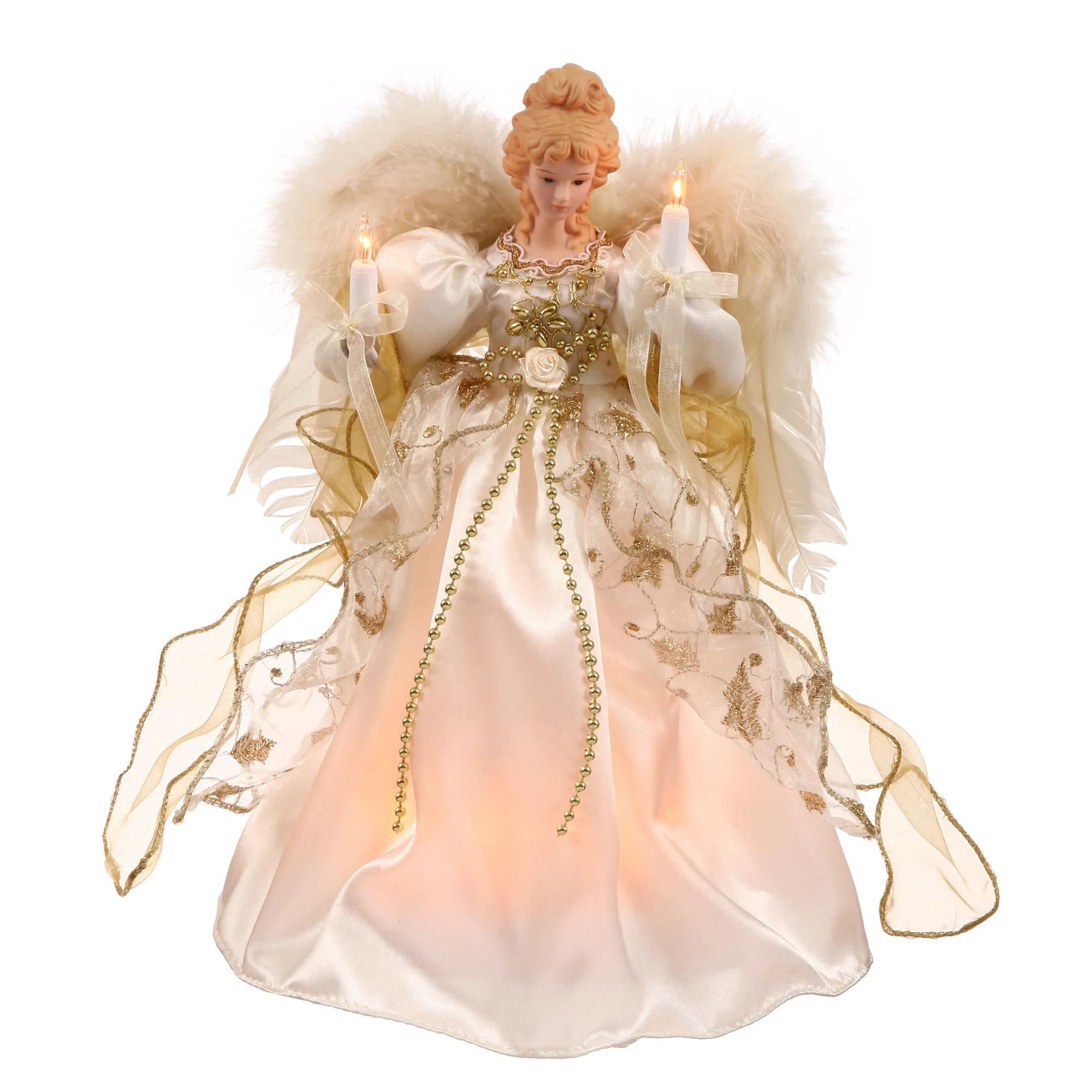 Vickerman 12" White-Gold Lit Angel Christmas Tree Topper. | Walmart (US)
