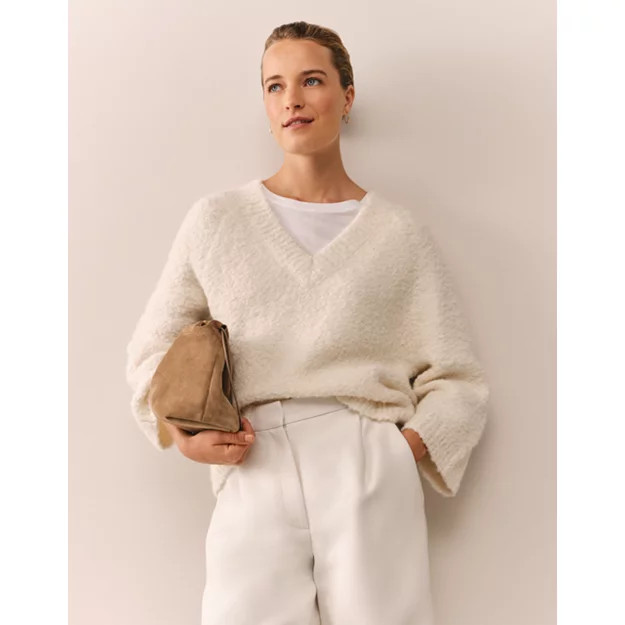 Bouclé V-Neck Jumper with Alpaca | The White Company UK & ROW
