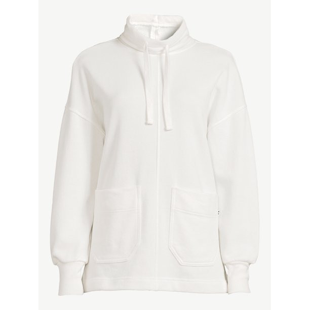 Free Assembly Women's Funnel Neck Sweatshirt with Patch Pockets - Walmart.com | Walmart (US)