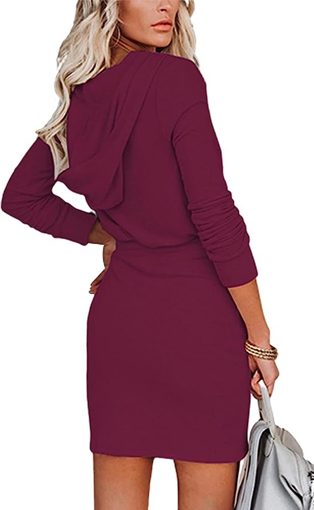 PRETTYGARDEN Women‘s Long Sleeve Zip Up Hoodie Dress Adjustable Waistline Casual Dresses ... | Amazon (US)