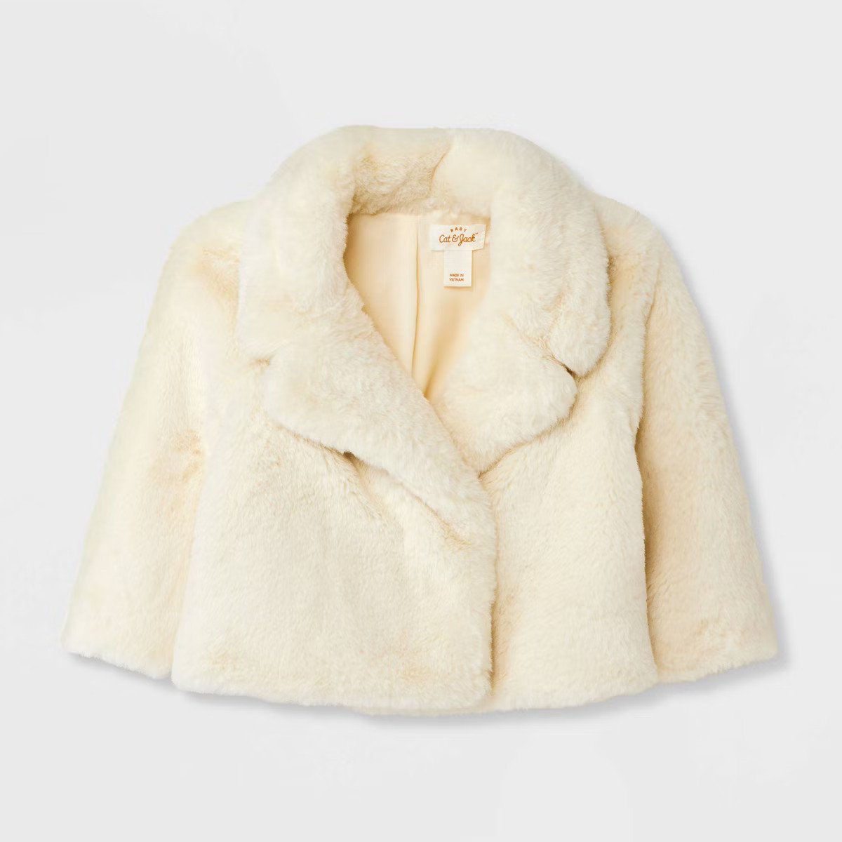 Baby Girls' Solid Faux Fur Jacket - Cat & Jack™ Off-White | Target