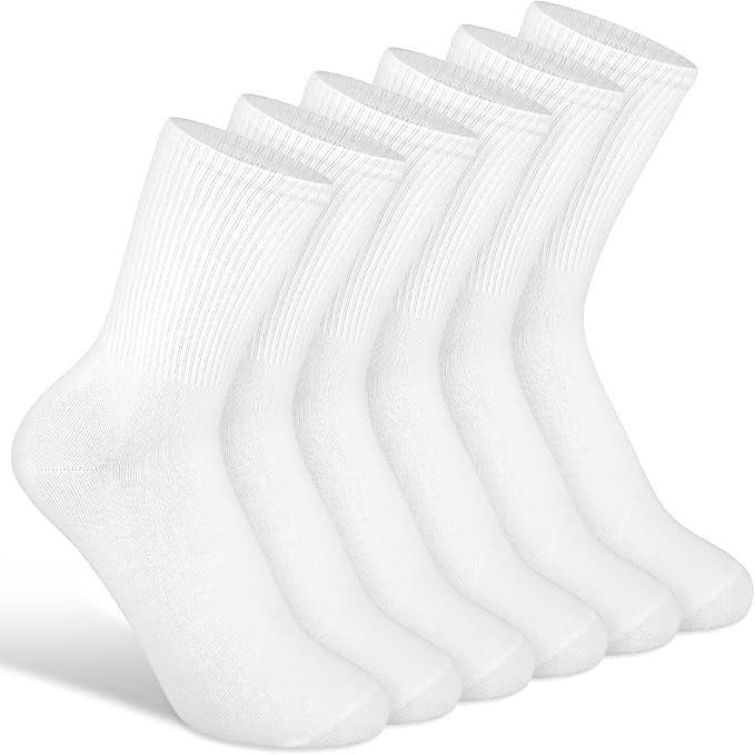Lusofie 3 Pairs White Crew Socks for Women Size 6-10 Cotton Athletic Casual Ankle Socks for Women... | Amazon (US)