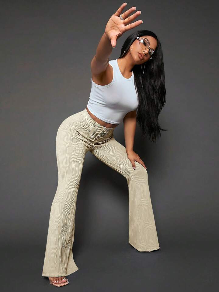 SHEIN SXY Solid Flare Leg Pants | SHEIN