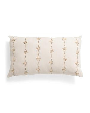 14x24 Velvet Pillow With Embroidered Bows | TJ Maxx