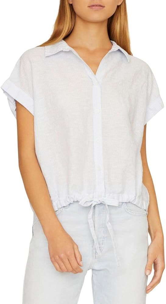 Sanctuary Women's Linen Cuff Sleeves Button Down Top White Size S | Amazon (US)
