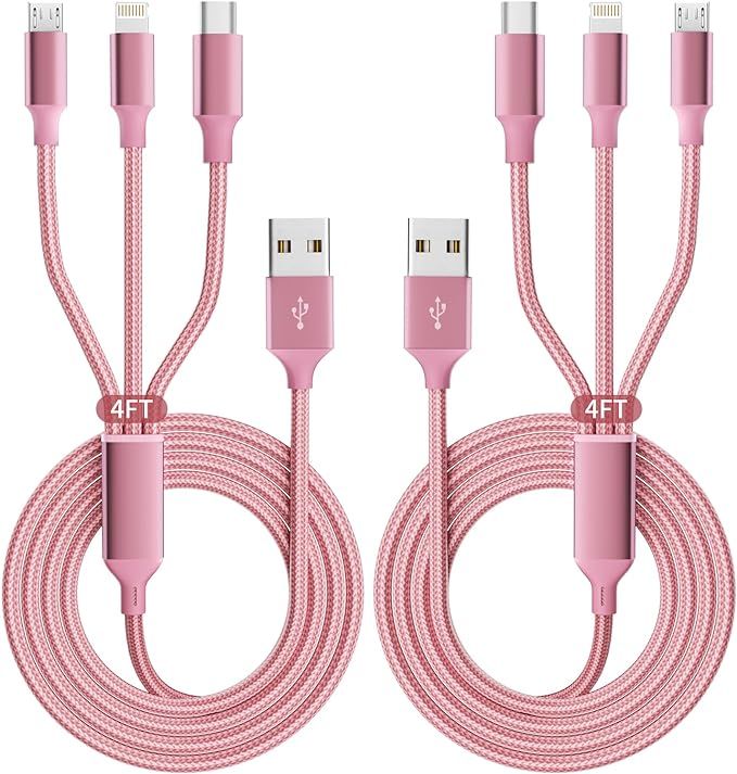 Multi Charging Cable(2Pack), lightning Charger data Cable Nylon Braided Multiple USB Cable Univer... | Amazon (US)