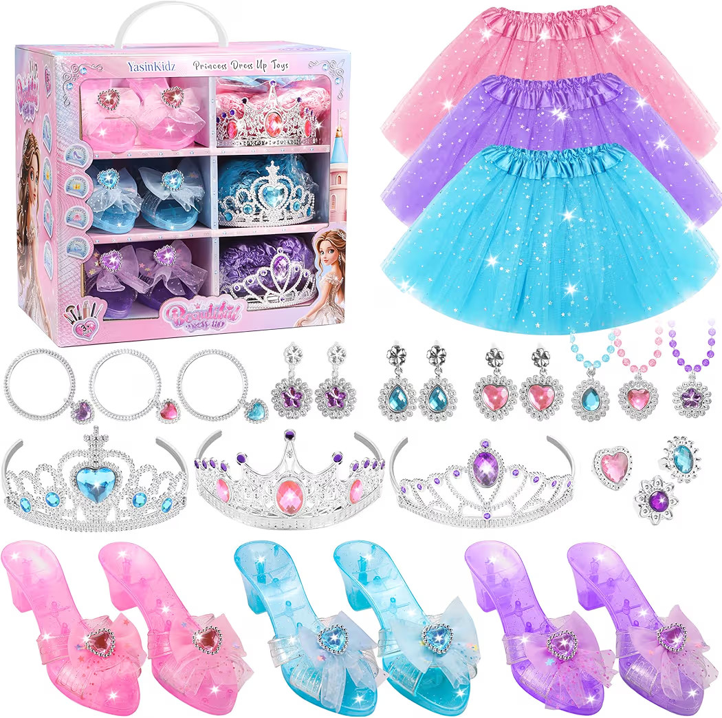 Princess Dress Up Toys, Jewelry Boutique Kit, 3 Color Skirts | Amazon (US)