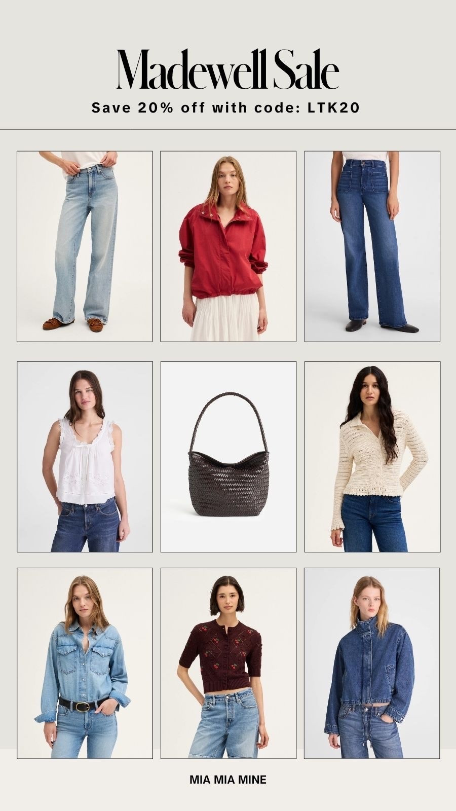 Madewell sale happening in LTK now. Use code LTK20 for 20% off
Save on wide leg jeans, fall jackets, cardigans and summer tops

#LTKSeasonal #LTKOver40 #LTKmomlife
