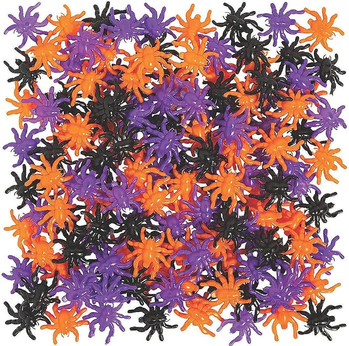 Fun Express Mini Plastic Jumping Spiders, 2", Orange, Purple & Black | Amazon (US)