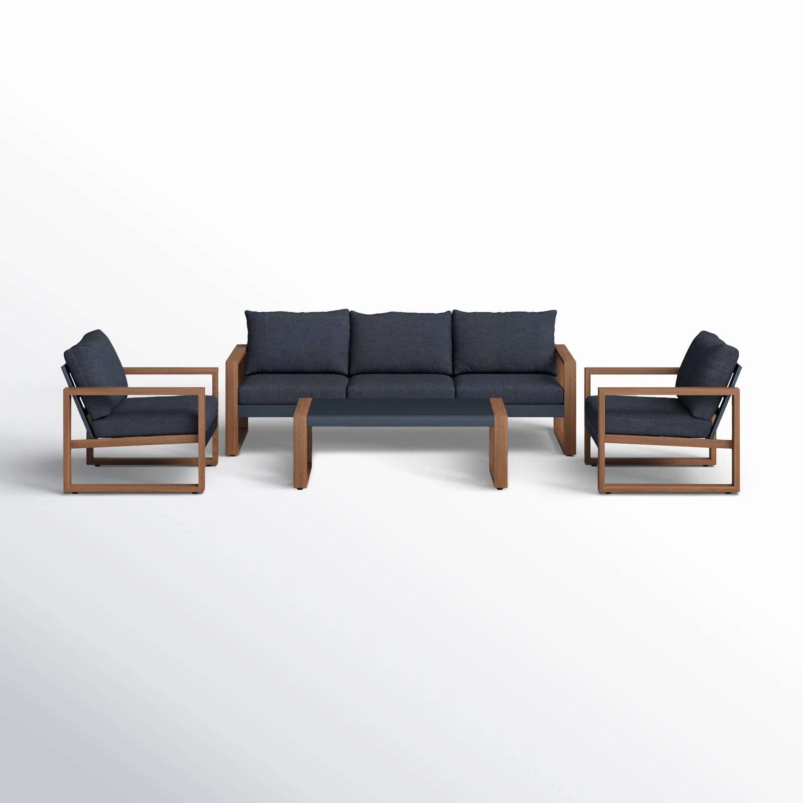 Arunas 5-Person Aluminum Outdoor Conversation Set with Wood-Grain Finish & Weather-Resistant Cush... | Wayfair North America