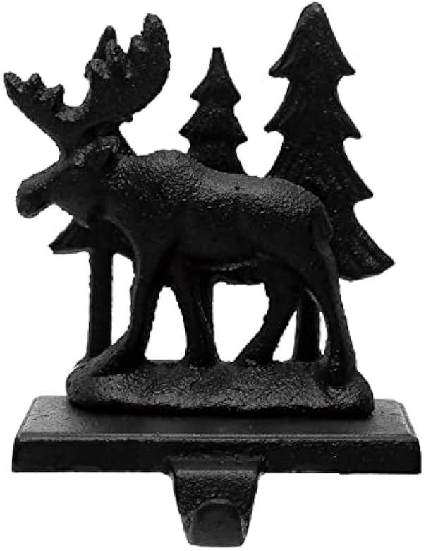 Creative Co-Op Cast Iron Moose Stocking Holder with Trees, Multicolor | Amazon (US)