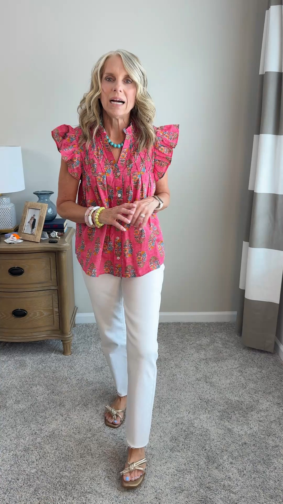 Wearing XS top and 28 jeans. I sized up for white denim and love the fit. This is also a really good weight denim and one of my favorite pairs of jeans. Linking the dark denim I also love (wear 27 in those. ) @Avara

#LTKgrwm #LTKootd #LTKOver40