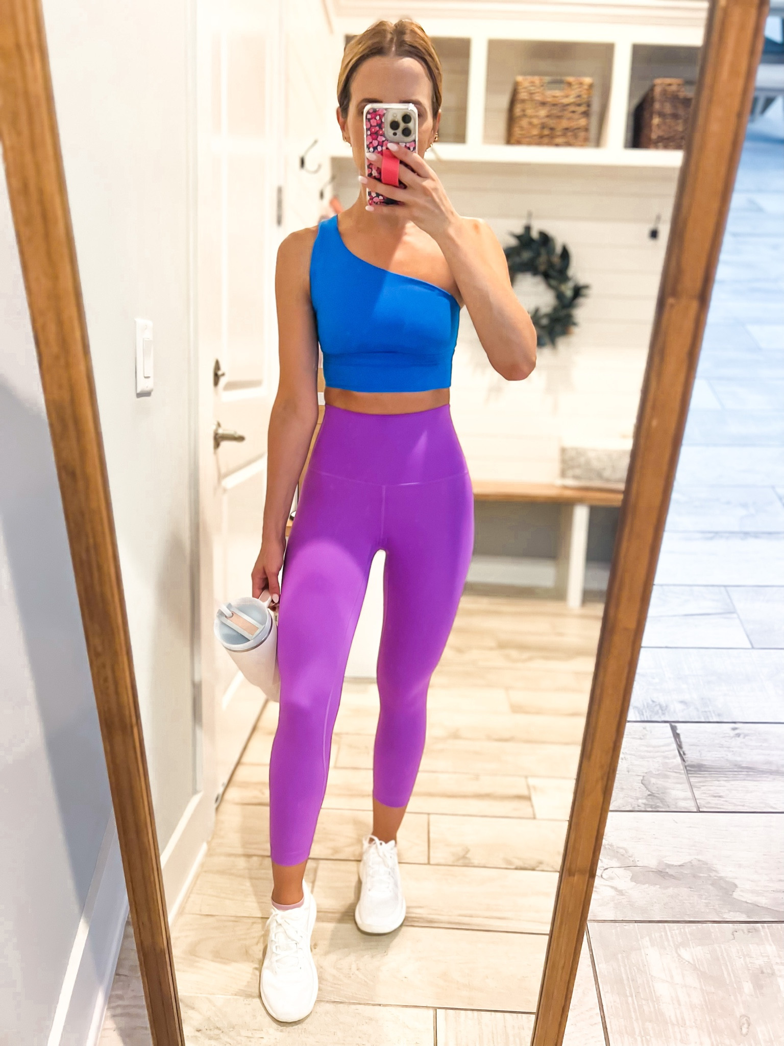 Lululemon align sports bra (sz 2, poolside). Lululemon align 21” (sz 0, moonlit magenta). Lululemon strongfeel training shkes (TTS). Rose quartz stanley cup. Workout outfit. Weight lifting outfit. 

#LTKfit #LTKunder100 #LTKshoecrush