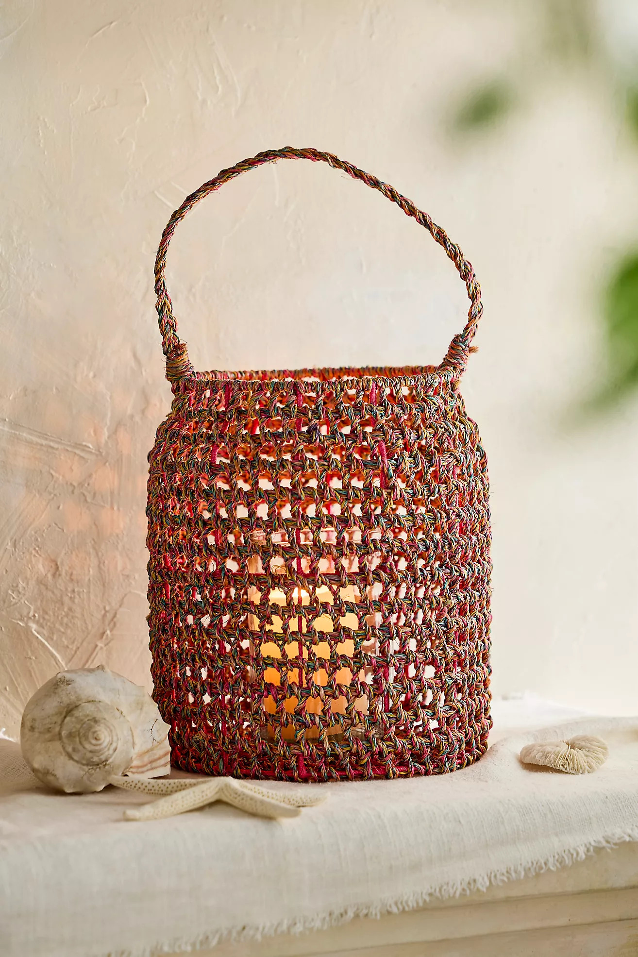 Arch Handle Woven Abaca Lantern | Anthropologie (US)