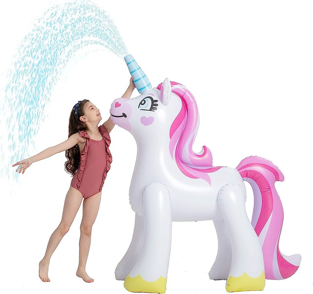 63” Inflatable Unicorn Yard Sprinkler, Inflatable Water Toy, Summer Outdoor Fun, Lawn Sprinkler... | Amazon (US)