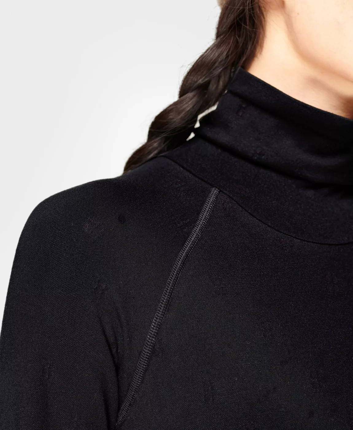 Modal Dot High Neck Jacquard Base Layer Top  - Black | Sweaty Betty UK