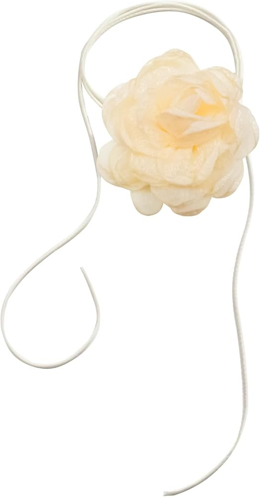 Flower Choker Charm Necklace Camellia Fabric Chocker For Women Fashion Accessories For Dress Summ... | Amazon (US)