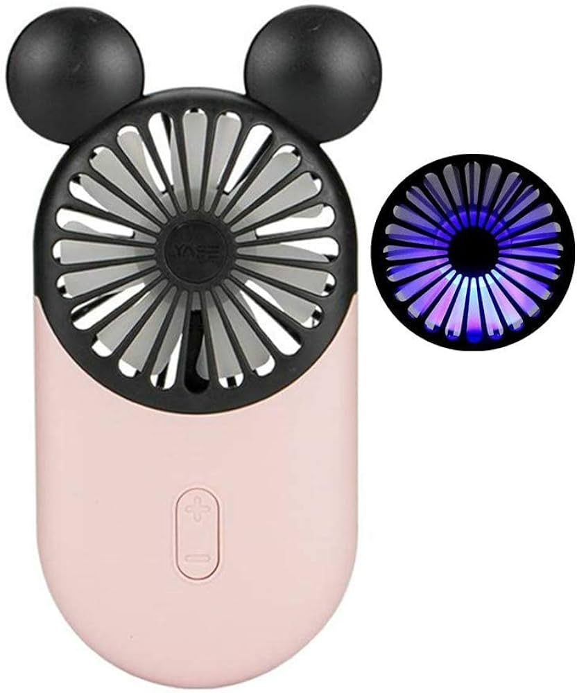 Cute Personal Mini Fan, Handheld & Portable USB Rechargeable Fan with Beautiful LED Light, 3 Adju... | Amazon (US)
