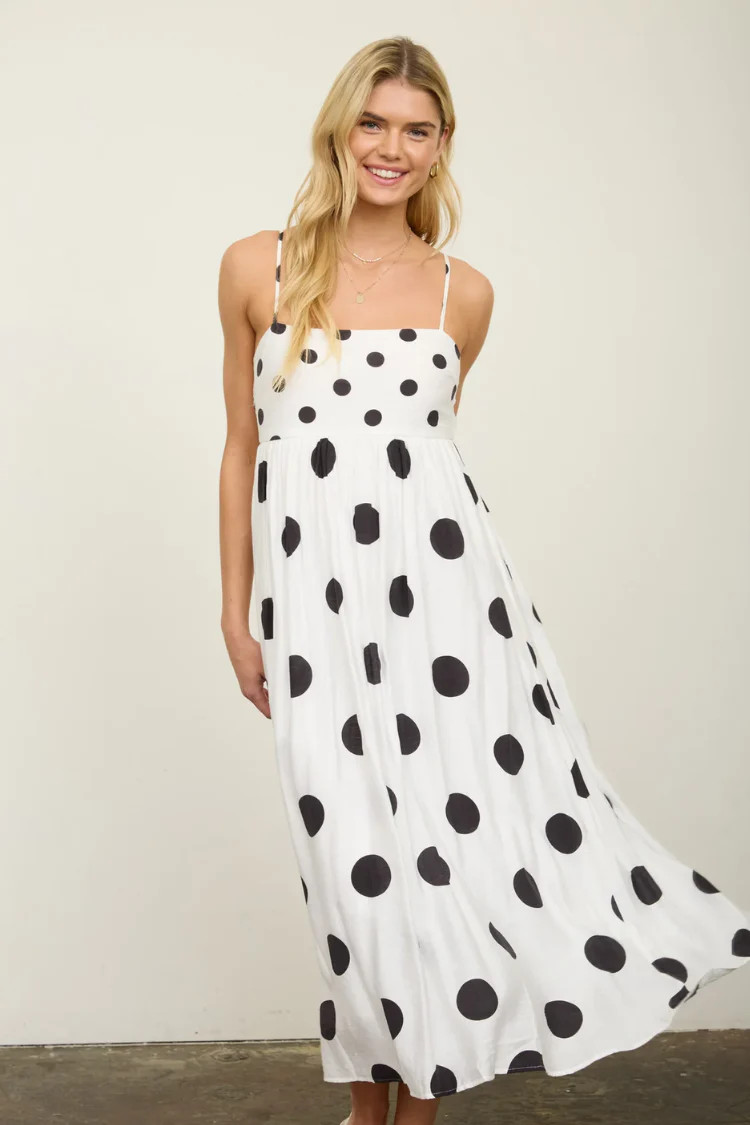 The Palm Court Polka Dot Midi Dress | Confête