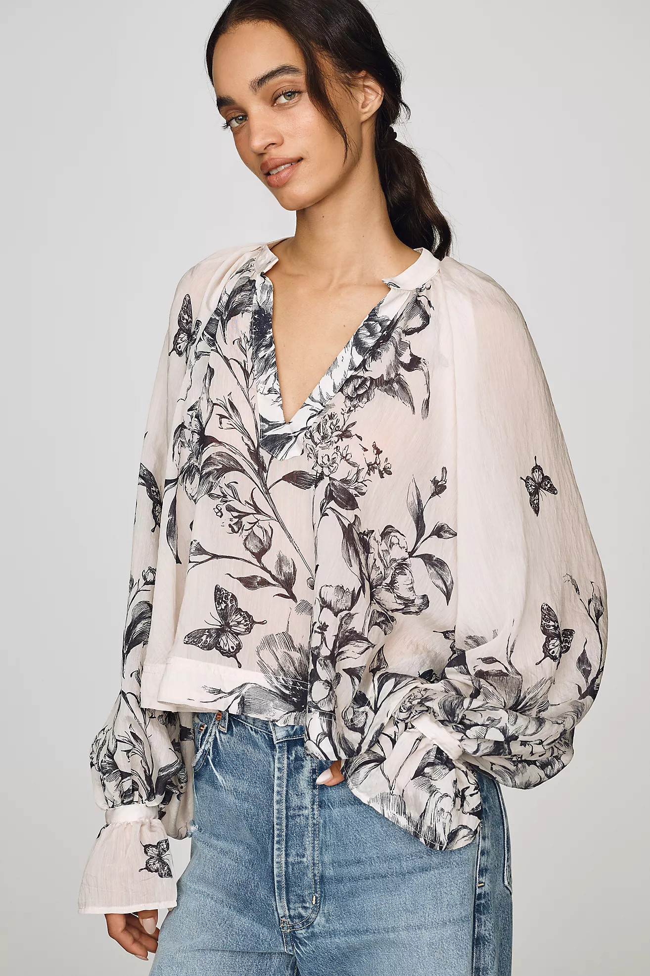 By Anthropologie Semi-Sheer Swing Blouse | Anthropologie (US)