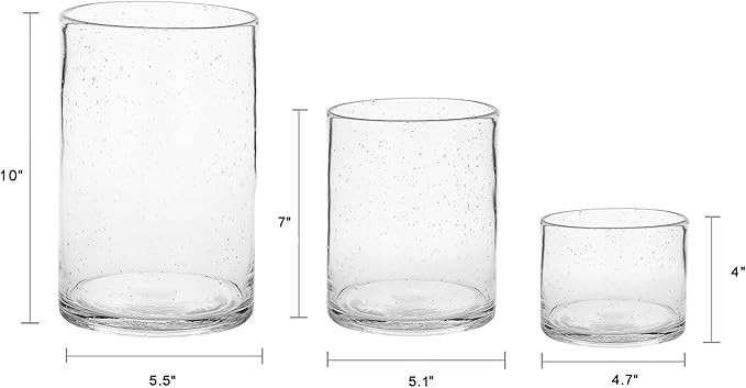 ARIAMOTION Hurricane Candle Holders for Pillar Hand Blown Glass Cylinder Vases Table Decoration C... | Amazon (US)