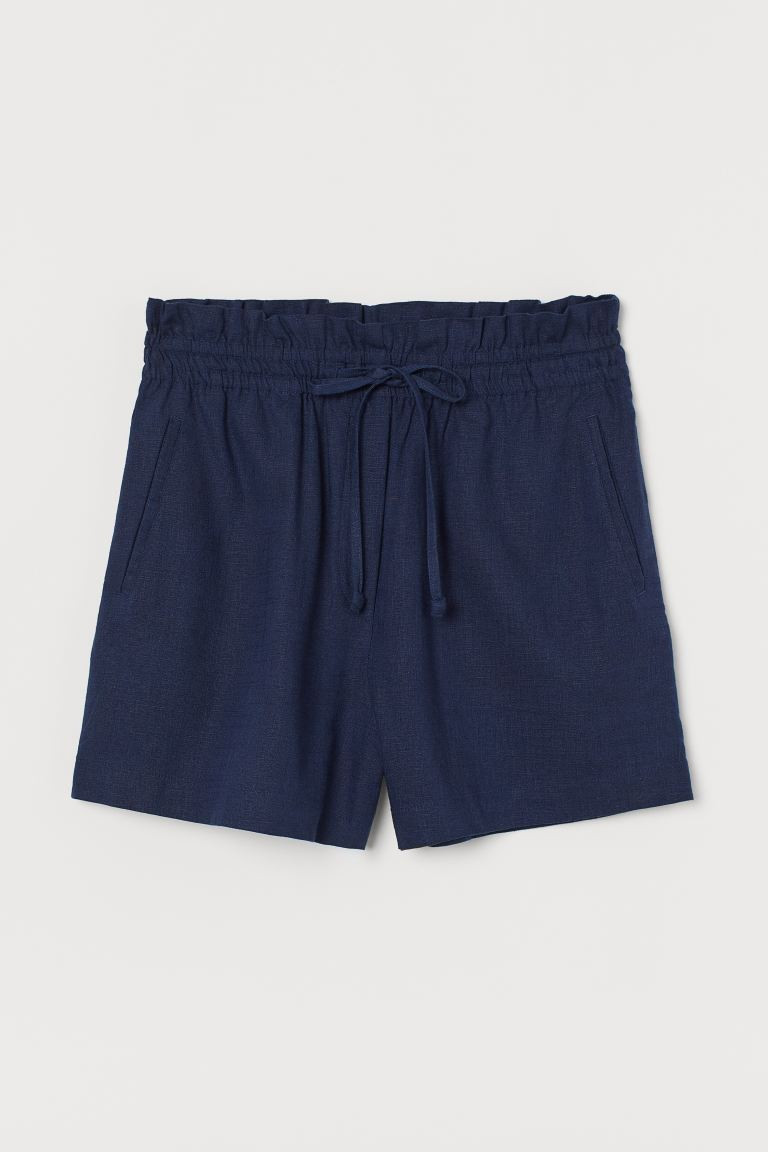 Linen-blend shorts High Waist | H&M (UK, MY, IN, SG, PH, TW, HK)