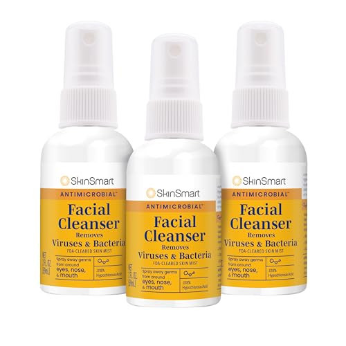SkinSmart Antimicrobial Facial Cleanser Spray to Remove Viruses and Bacteria Around Eyes, Nose and Mouth, Fight Maskne, 2 oz Spray (3 Pack) Non-Irritating Hypochlorous Acid | Amazon (US)