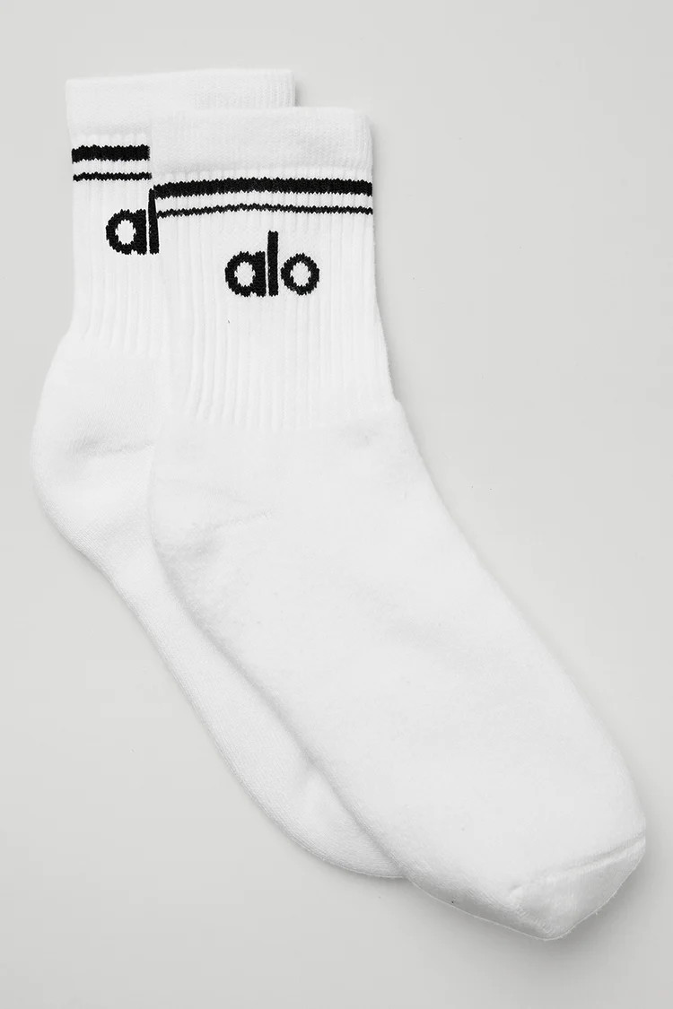 Unisex Half-Crew Throwback Sock - White/Black | Alo Yoga (US)