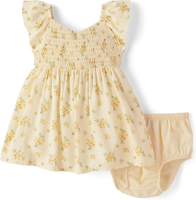 The Children's Place,Baby-Girls,and Newborn Casual Short Sleeve Dress with Diaper CoverYellow Flo... | Amazon (US)