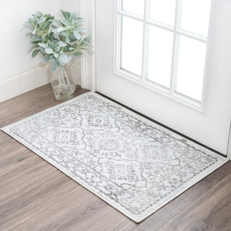 2x3 Modern White Small Area Rug, Throw Mat for Indoor Entry | Ideal for Kitchen or Bathroom Rugs ... | Walmart (US)
