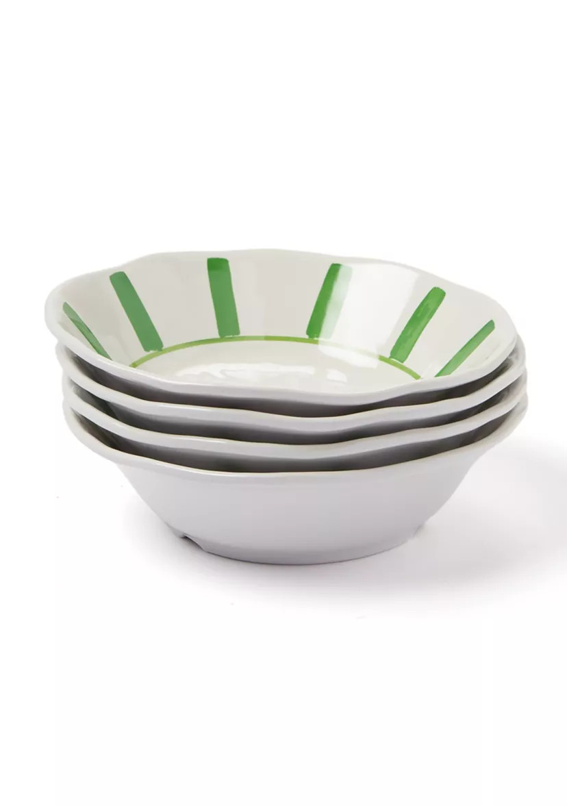 Set of 4 Striped Melamine Salad Bowls | Belk