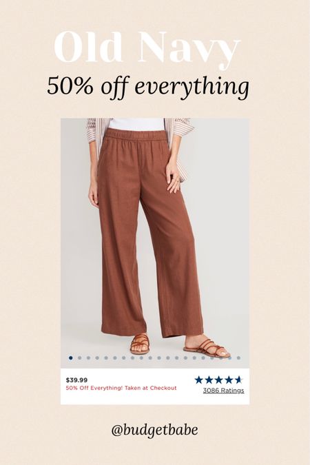Old navy is having a huge half-off everything sale, including these wide leg linen pants, love the color options! 

#LTKstyletip #LTKsalealert #LTKunder50