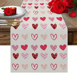Valentine's Day Love Heart Table Runner - 13x72 Inches, Pink & Red, Washable Non-Slip Polyester D... | Temu Affiliate Program