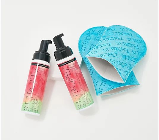 St. Tropez Self-Tan Watermelon Bronzing Mousse Duo with Mitts | QVC
