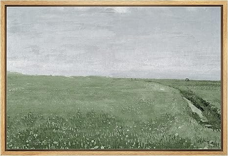 SIGNLEADER Framed Canvas Print Wall Art Green Fields on a Cloudy Gray Day Scenic Wilderness Illus... | Amazon (US)