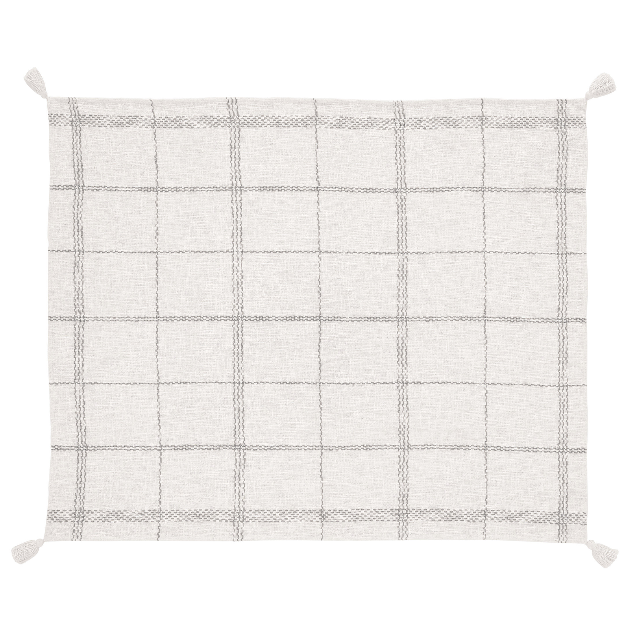 My Texas House Collins Plaid Woven Slub Cotton Throw, 50" x 60", Grey/Ivory | Walmart (US)