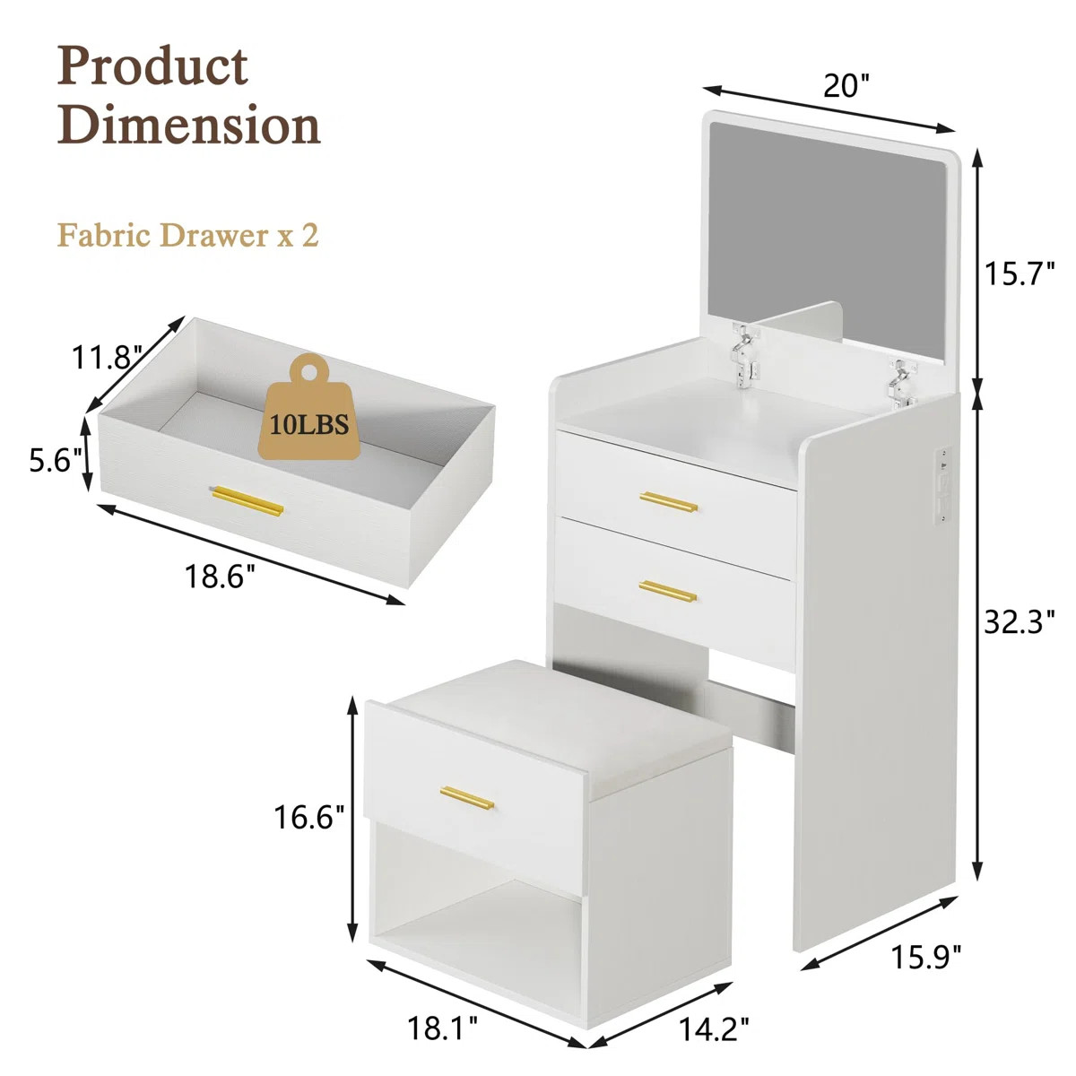 3 In 1 Vanity Desk With Flip-up Mirror & Chair | Wayfair North America
