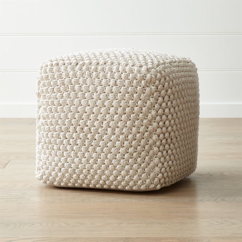 Buco 20"x20" Off-White Pouf + Reviews | Crate and Barrel | Crate & Barrel