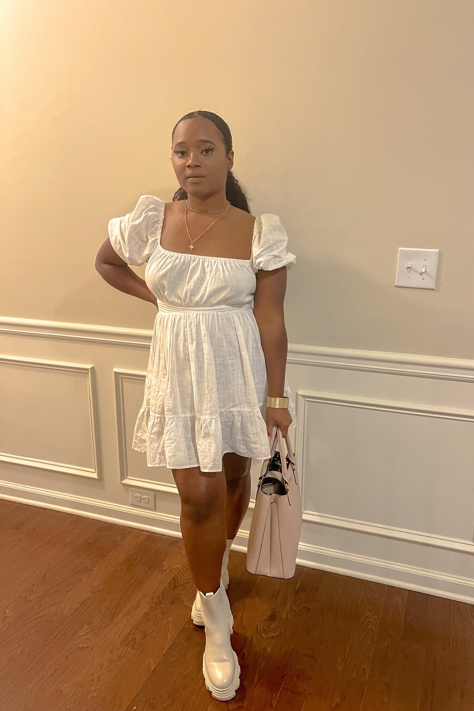 Summer to Fall outfit idea feat white babydoll dress and chunky boots for Fall. 🤍🍁

#LTKsalealert #LTKstyletip #LTKSeasonal