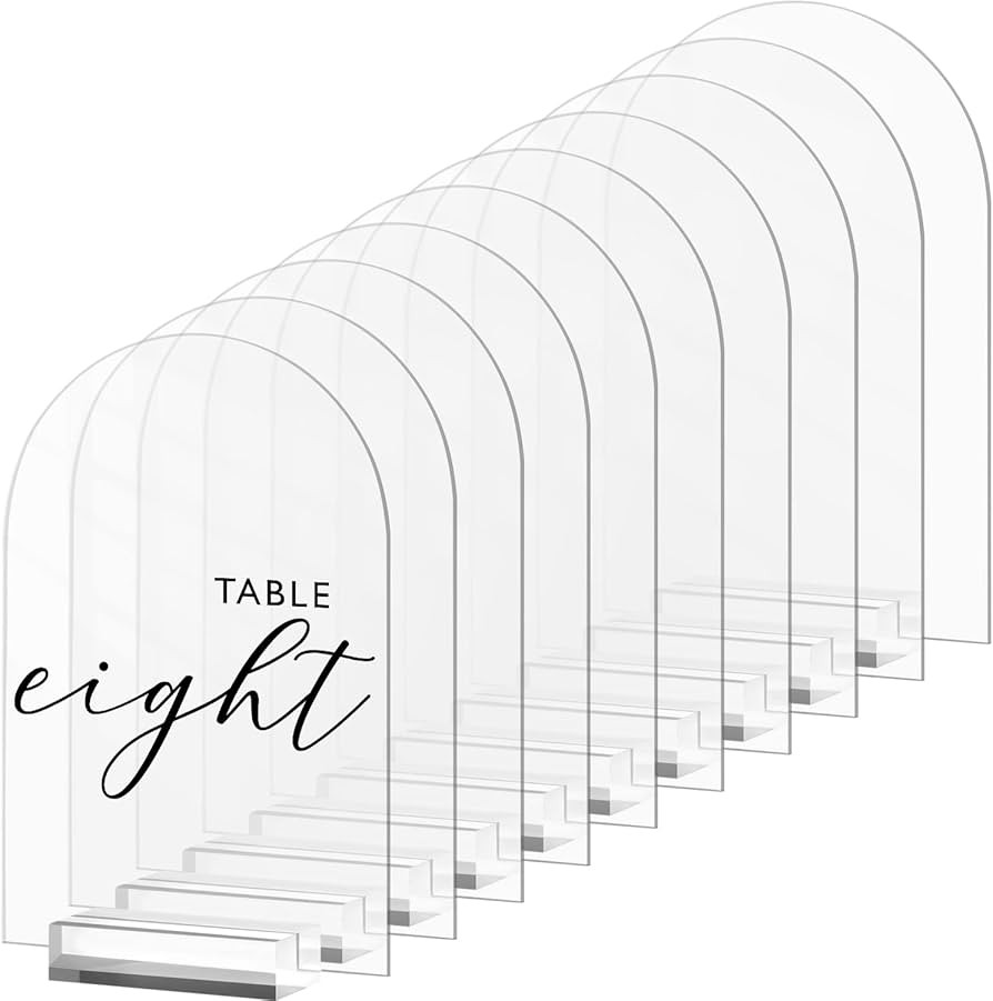 5x7 Inch Clear Arch Acrylic Sign with Stand-10 Pack Clear Blank Arched Acrylic Sheets with Holder... | Amazon (US)