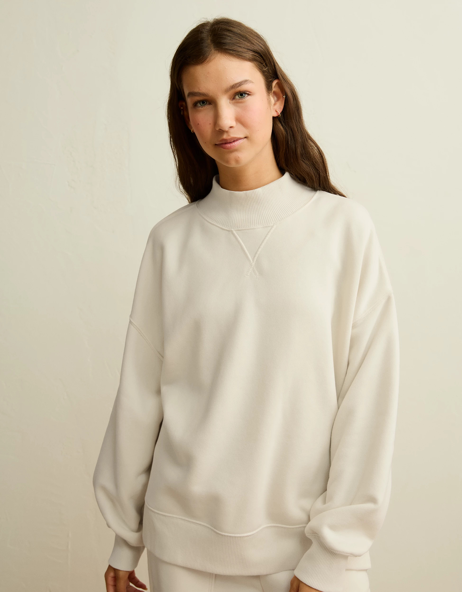 AE Everyday Luxe Mock Neck Sweatshirt | American Eagle Outfitters (US & CA)