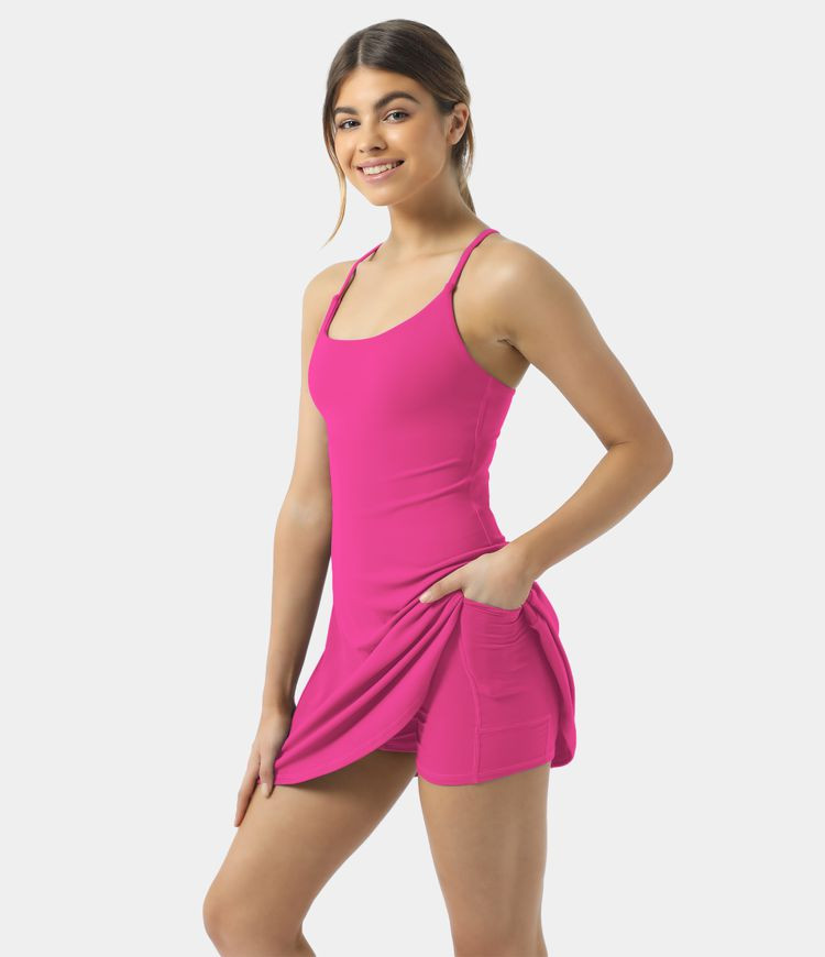 Women’s Everyday Cloudful™ Fabric Backless 2-in-1 Flare Workout Dress-Wannabe - HALARA | HALARA