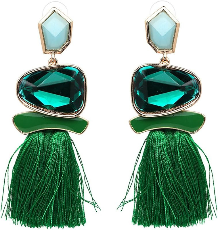 Vintage Drop Dangle Earrings Boho Statement National Style Tassel Earring Rhinestone Rectangle Lo... | Amazon (US)