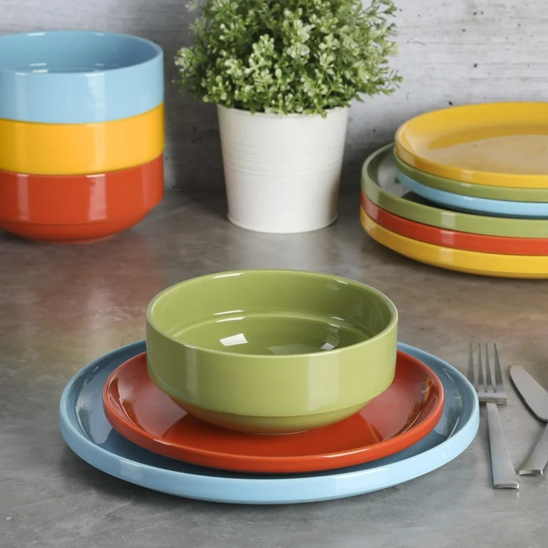 Wanda June Home Marfa Sunset 12-Piece Assorted Color Stackable Stoneware Dinnerware Set by Mirand... | Walmart (US)
