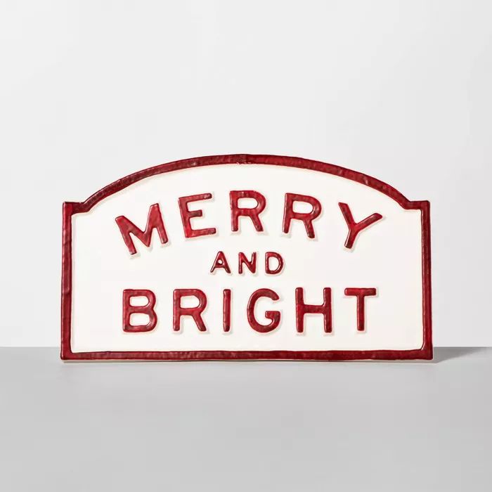 'Merry And Bright' Sign Red/Cream - Hearth & Hand™ with Magnolia | Target