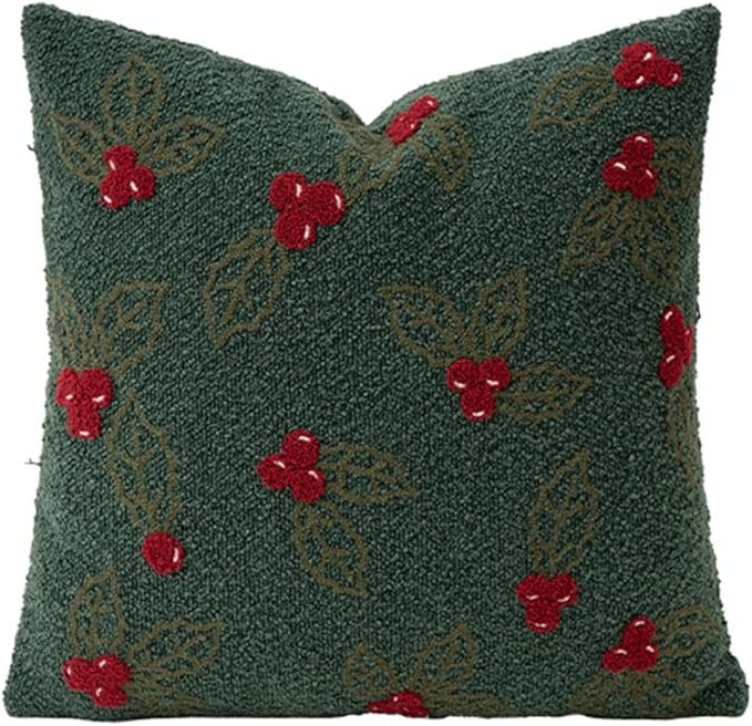 MOCOFO Christmas Throw Pillow Covers – Festive Boucle Embroidered Holiday Accent Cushions for S... | Amazon (US)