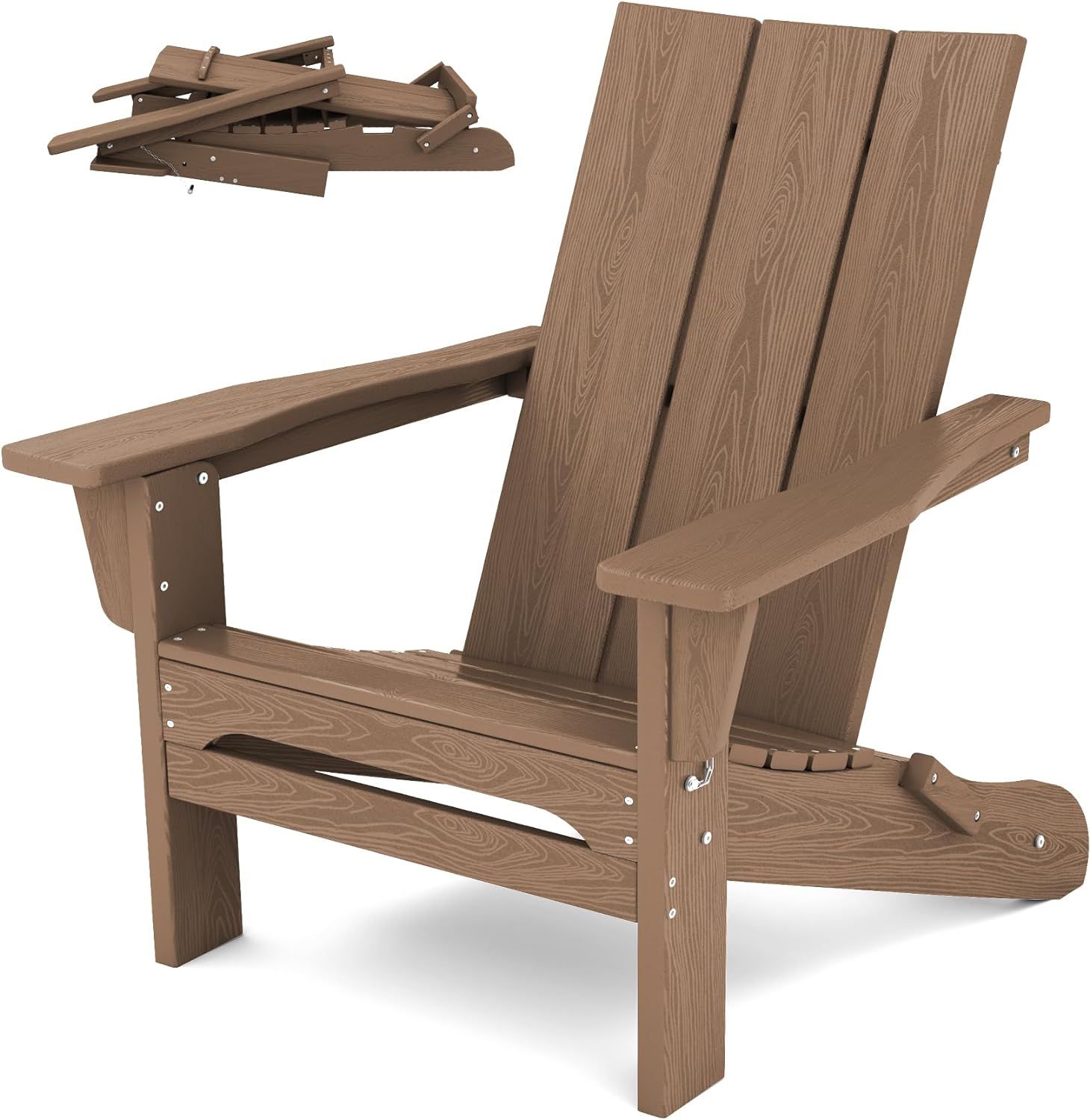 SERWALL Modern Folding Adirondack Chair Brown | Amazon (US)