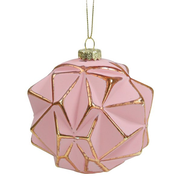 Northlight 4" Pink and Gold Round 3D Geometric Glass Christmas Ornament | Walmart (US)